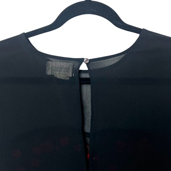 Vintage Denim & Supply Ralph Lauren Floral Sheer Shift Dress Drop Waist Red Blk - Picture 7 of 8